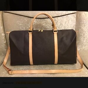 Brown and beige travel bag